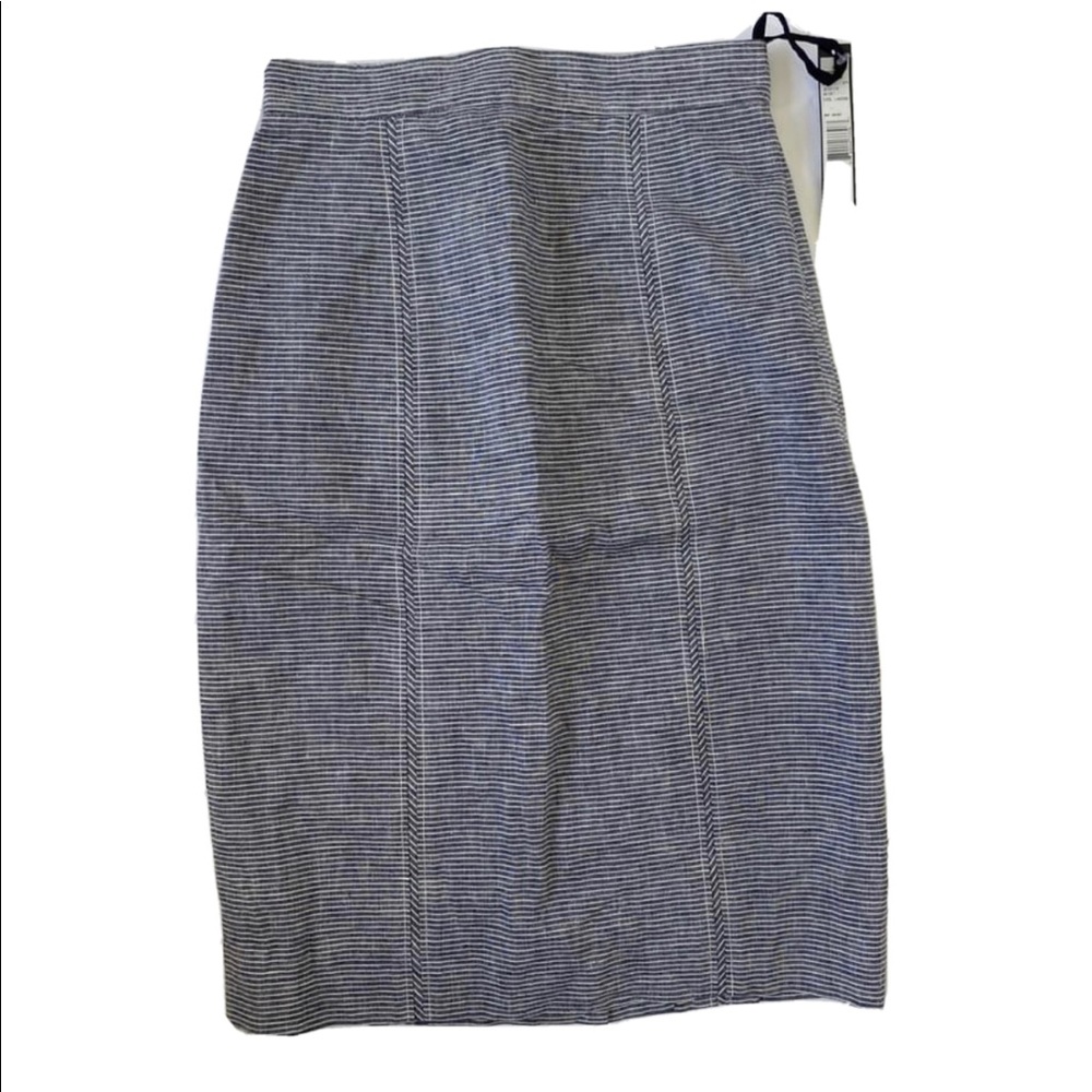 Tahari linen fully lined Jessica skirt ivory navy